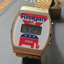VERY RARE 1980 Ronald Reagan Republican Presidential Gold-plated Digital Watch picture