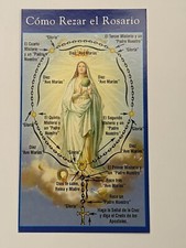 SPANISH How To Pray The Rosary como rezar el rosario double sided prayer card picture