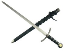 Crusader Knight of Templar Short Medieval Cosplay Sword Dagger Broadsword Black picture