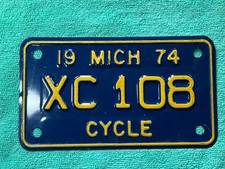 Vintage Michigan 1974 Motorcycle  License Plate NOS picture