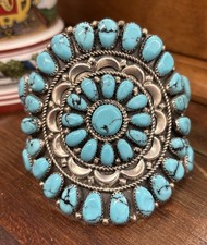 Vintage Native American Turquoise Bracelet Sterling Silver Navajo OLD PAWN picture