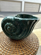 Ocean Theme Ceramic Seashell Pot 6”hx9”w, 5”opening, Teal Blue/turquoise,green picture