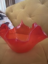 Vintage Bischoff (?) Handkerchief Vase Persimmon Mid Century West Virginia USA picture