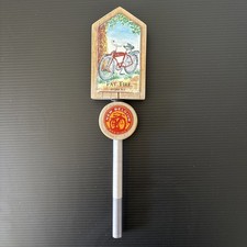 New Belgium Fat Tire Amber Ale Wood Beer Tap Handle Bicycle Brewery Bar picture