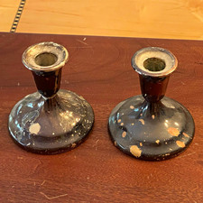 Japan Tarnish-Resistant Metal Taper Candle Holders, Set of 2 Black/Gold picture
