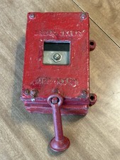 Vintage Heavy (7lbs.) Cast Iron Wall Mount “Break Glass Fire Alarm” W/Hammer. picture