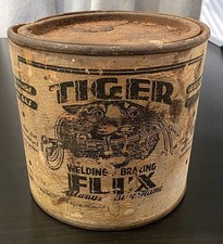 Vintage TIGER FLUX  Welding Brazing Paper Label Can picture