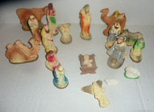 18 Pc Vintage Chalkware Nativity Set Animals Shepherds Kings Angels Holy Family picture