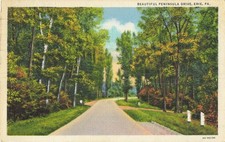 Beautiful Peninsula Drive Erie PA Vintage Linen Postcard 1939 Curt Teich picture