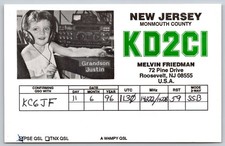1996 KD2CI Roosevelt NJ QSL Melvin Friedman Ham Radio Grandson Justin A17 picture
