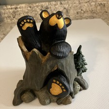 Bearfoots Bears Andy Figurine Vintage Big Sky Carvers Jeff Fleming Tree 6”x6”x4” picture