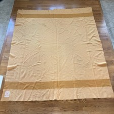 Vintage Hudson’s Bay 4-Point Wool Blanket Harvest Gold Yellow picture
