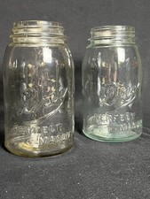 Pair of Vintage ‘Drey’ Perfect Mason Quart Jars (No Lids), Teal & Amathyst Tint picture