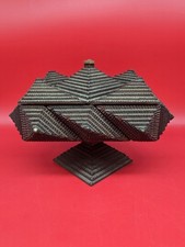 Vintage Folk Tramp Art Geometric Style Trinket Box picture