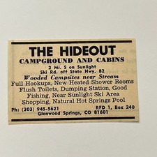 The Hideout Campground & Cabins Glenwood Springs CO 1974 Ad TAK7-S16 picture