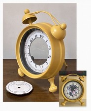 Yellow Tabletop Picture Frame Timeless Antique Style Bell Alarm Clock 3.5