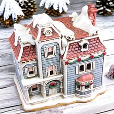 VTG Lefton Colonial Christmas Village Nob Hill Lighted Porcelain 7337 Byron Wood picture