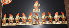 VTG Sweden Norway Tomte Elves Gnome Christmas Die Cut Fold Out Paper Garland x2 picture