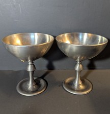 2 Vintage PELTRO Signed Metalars Italian Lead-free Pewter Goblets Foil Stickers picture