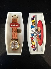 VTG 1994 Taz Mens Armitron Musical Watch Looney Tunes Leather picture