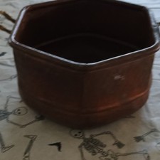 Vintage Original Copper Octagon Pot 8 Qt 11 in Brass Double Handles picture