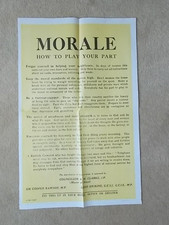 WW2 PROPOGANDA POSTER - MORALE AND HOW TO PLAY YOUR PART COUNCIL NOTICE picture