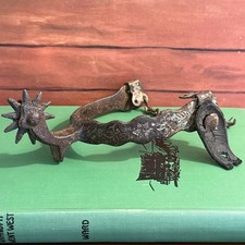 Antique Mexican Charro Horse Head Spur Hand Forged Iron Western Single 1900s picture