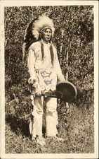 Native American Indian George Bull Child Blackfeet Autograph? c1935 RPPC bhn picture