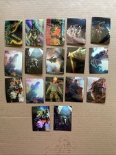 1996 JPP/AMADA GODZILLA CHROMIUM TRADING CARD 11 CARD  & 6 CARD STICKER LOT EX picture