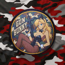 Retro 90s Gun Bunny Playboy blonde girl pinup weeb airsoft morale anime patch picture