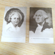 GEORGE and MARTHA WASHINGTON postcard 1907 Stuart Portrait #20 and #21 picture