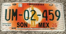 2002-2004 Sonora Mexico License Plate UM 02 459 picture