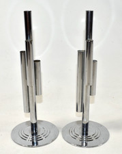 Vtg Ruth William Gerth Chase Co. Tubular Chrome Bud Vases Set Art Deco MCM As-Is picture