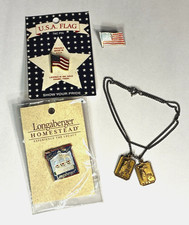 Vintage Patriotic USA Flag Pins Longaberger Enamel & Wallace Field Day Medal Lot picture