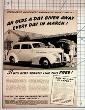 1939 Oldsmobile Magazine Ad Car Contest Vintage Ephemera Lansing Michigan picture