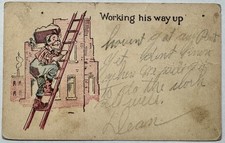 1908 Comic Postcard Working His Way Up Denver & Hillsboro RPO Railway Cancel picture