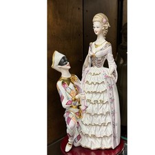 Vittorio Sabadin Rare Capodimonte Porcelain Sculpture -Harlequin & Columbine VTG picture