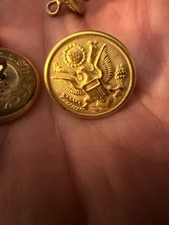 Vintage WW1 US Army Great Seal Button Lot of 74 with Original Contractor Card picture