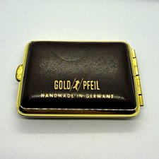 Goldpfeil Handmade in Germany Brown Leather Pocket Trinket Box picture