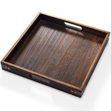 Serving Tray with Handles, Wood Decorative Tray, Square Large Serving Platter picture