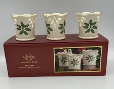 Set Of 3 Lenox Holiday Dimensions 3” Pierced Votive Candle Holders W/ Box picture