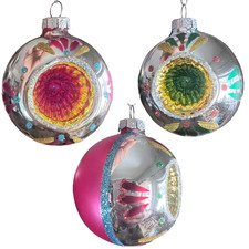 Glass Ball Ornaments Set 3 Reflective Witches Eye Retro Style 2