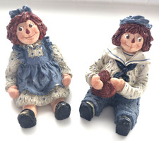 VINTAGE June McKenna Resin Raggedy Ann & Andy Set of  2  - SO ADORABLE picture
