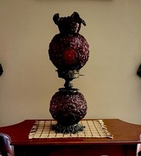 Fenton Gone with the Wind Ruby Red Poppy Lamp 23” VINTAGE RARE picture