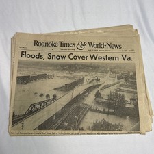 Roanoke Times & World News Thursday April 27 1978 VA NewsPaper The Flood Of 78  picture