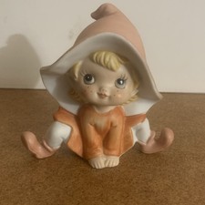 Vintage Homco Ceramic Bisque Orange Pixie Elf Home Interiors #5213 picture
