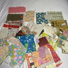 VTG Scrap wrapping paper lot 1960’s - 1970’s Era Gift Wrap Flower Power Puppies picture