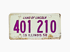 ILLINOIS 1958  -  (1) vintage license plate picture