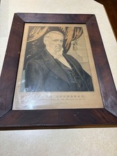 Antique 1856 Nathaniel Currier Lithograph - James Buchanan 15th President picture