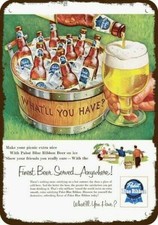 1954 PABST BLUE RIBBON BEER Ice Bucket VintageLook DECORATIVE DECORATIVE METAL S picture